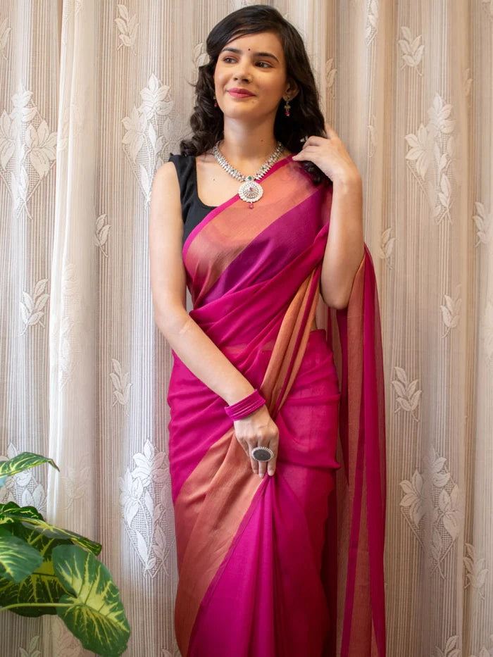 1-MIN READY TO WEAR SAREE IN PREMIUM CHIFFON SILK