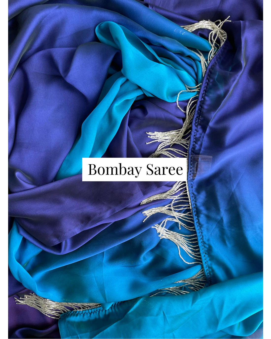 Siyahi Ombre Satin Saree with Handmade Tassels on Pallu