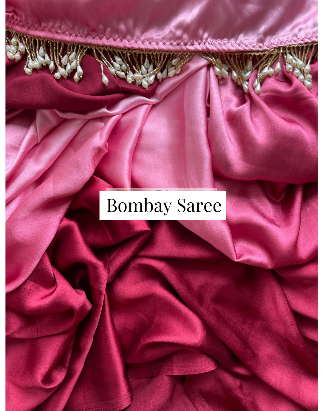 Raspberry Ombre Satin Saree with Handmade Tassels on Pallu