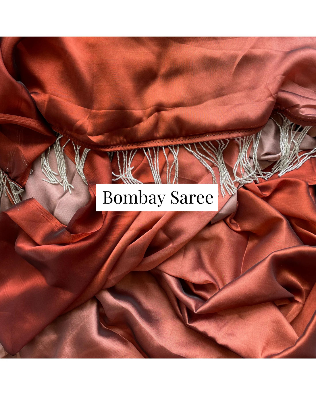 Brown Ombre Satin Saree with Handmade Tassels on Pallu