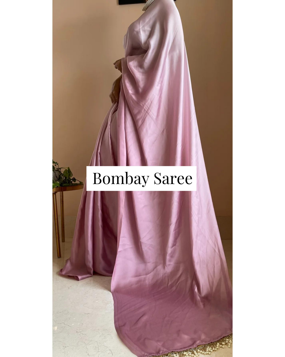 Mauve Ombre Satin Saree with Handmade Tassels on Pallu