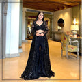 Front view of butterfly net choli showcasing beautiful embroidery
