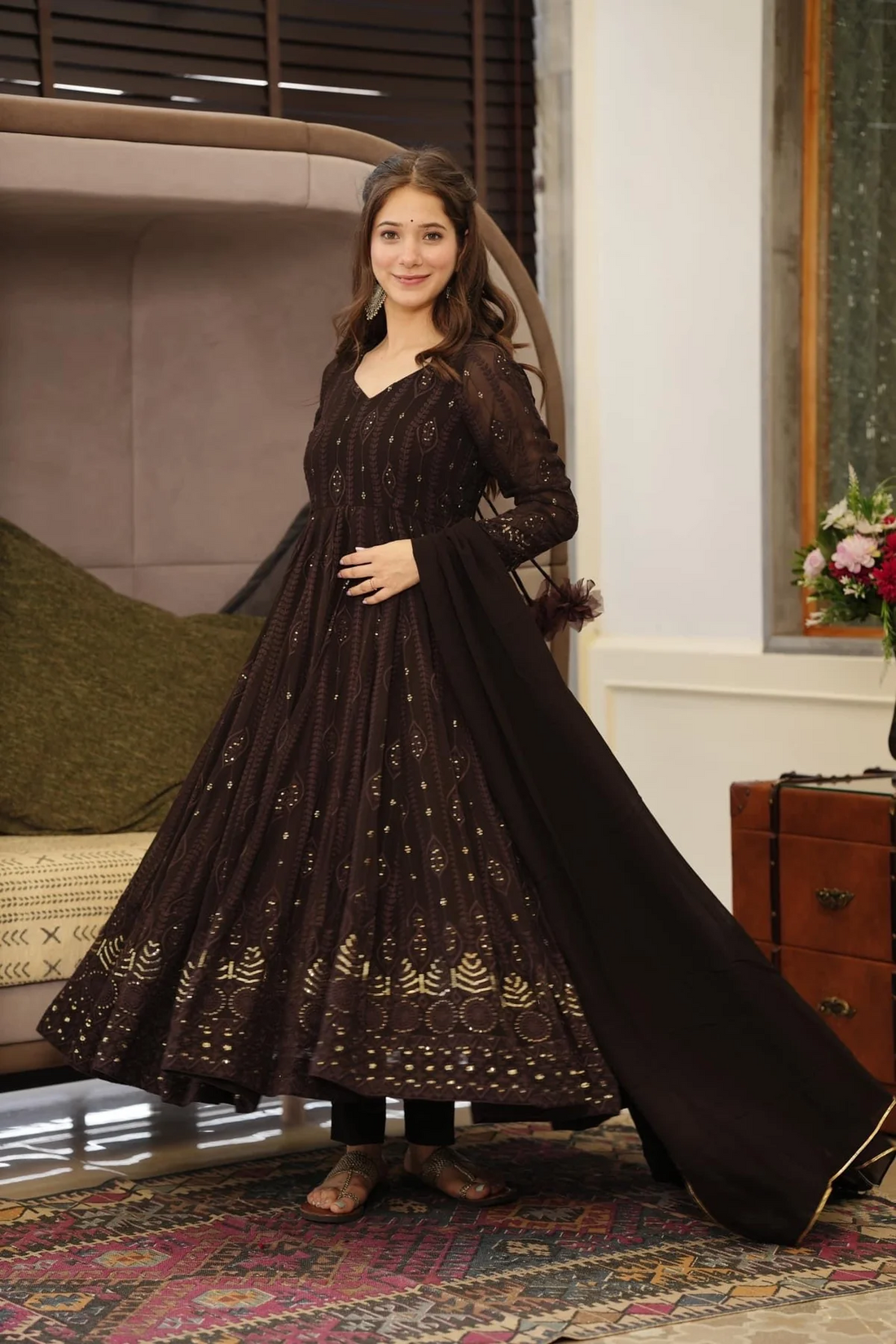 Black Embroidered Suit Set | Ready-to-Wear Kurta, Pant & Dupatta | Party & Wedding