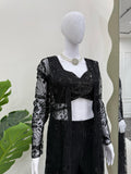 Ready-to-wear butterfly net lehenga set with choli and shrug