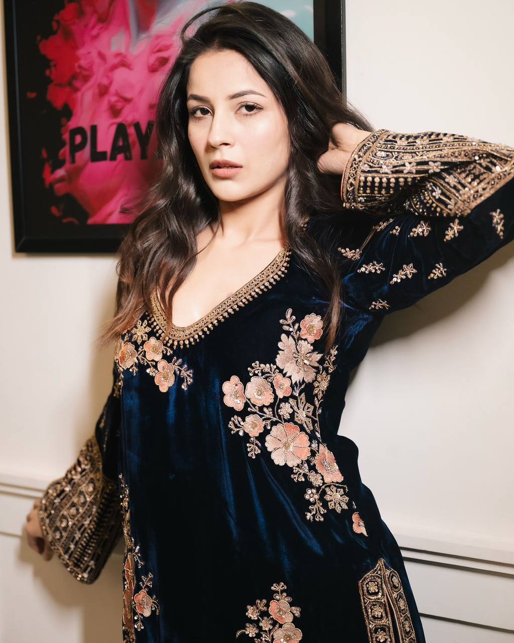 New Velvet Party Wear Top-Dupatta Set with Heavy Embroidery