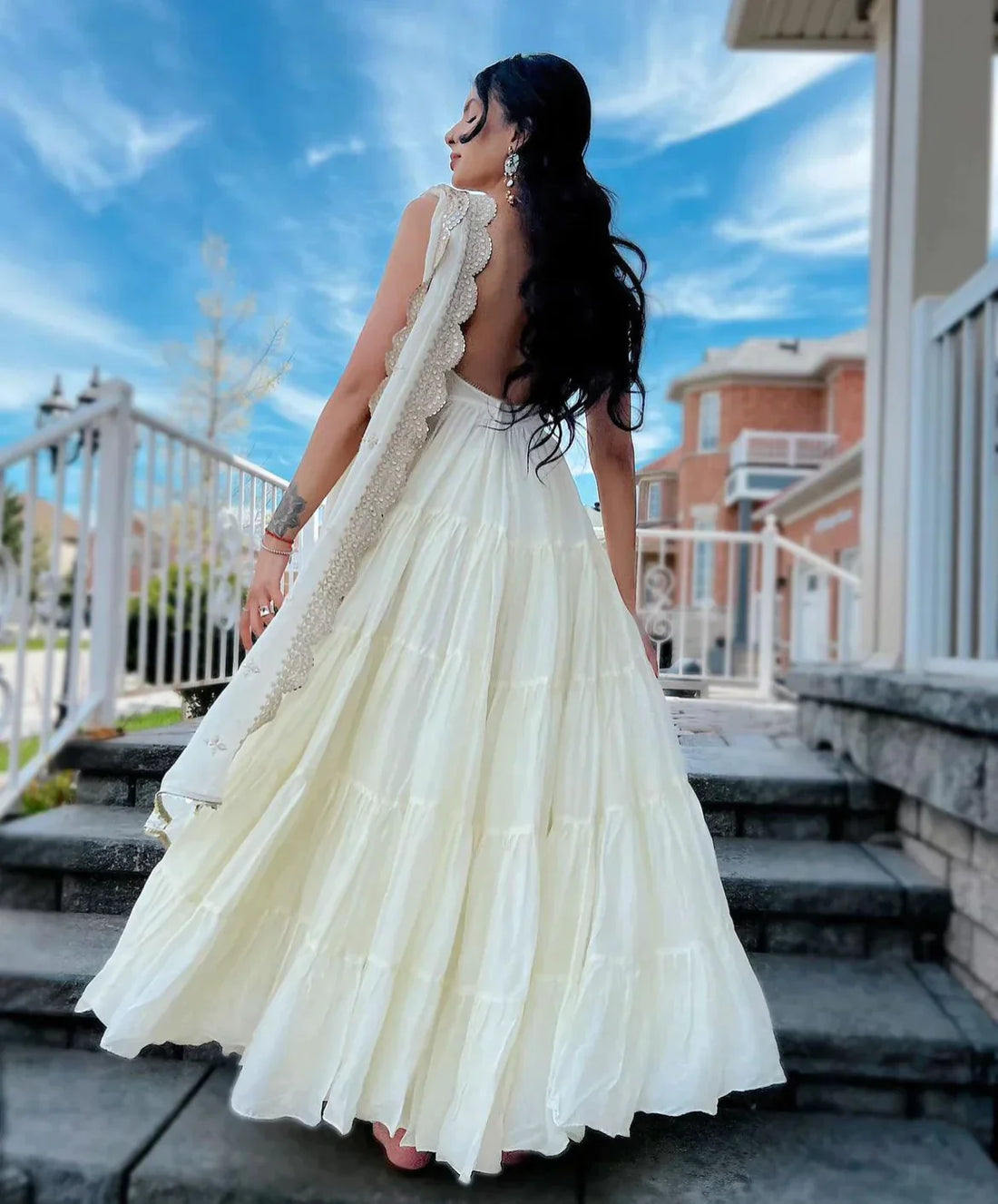 Pearl White Designer Anarkali Set