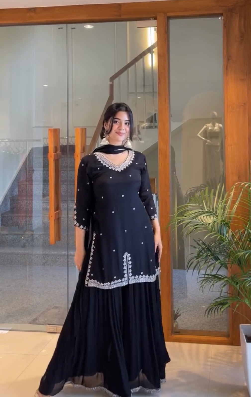 Royal Sequin Lace Wedding Wear Plazo Set
