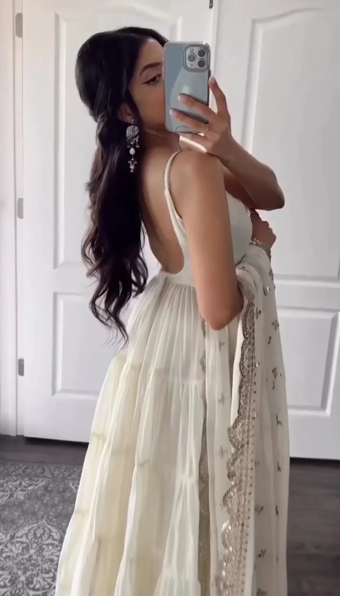 Pearl White Designer Anarkali Set