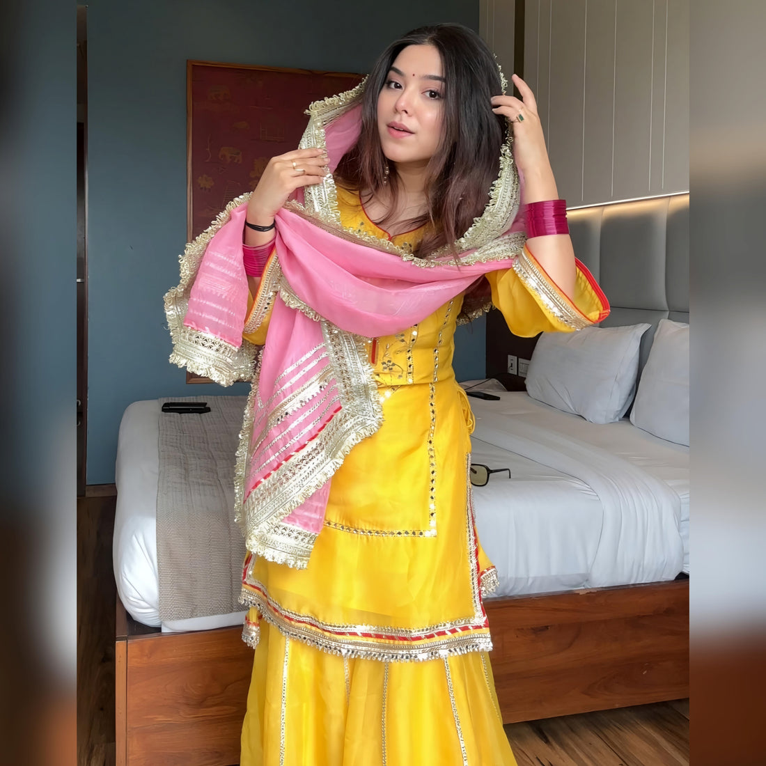 Aura Chinon Sharara Suit Set
