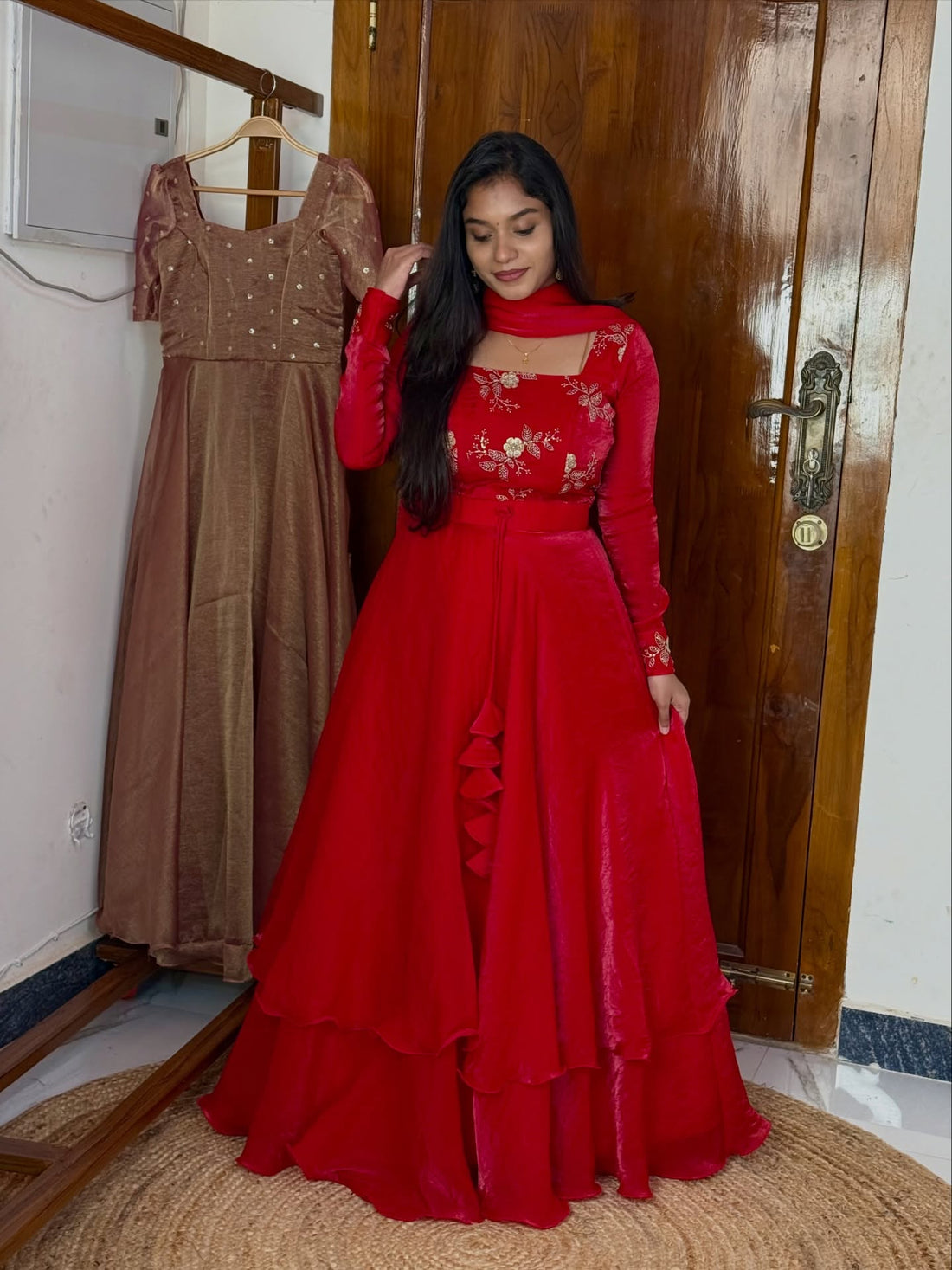 Fandy Satin Peplum Lehenga Set