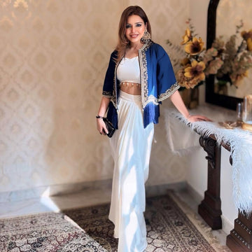 NEW THREE PIECE WESTERN READY TO WEAR DRAPED DHOTI WITH KOTI