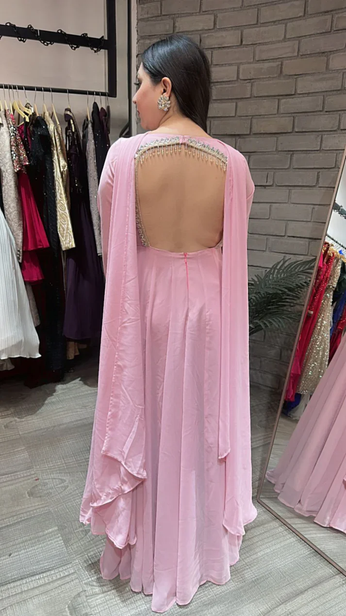 Premium Mazaa Pink Anarkali Suit Set | Ready-to-Wear Wedding Outfit
