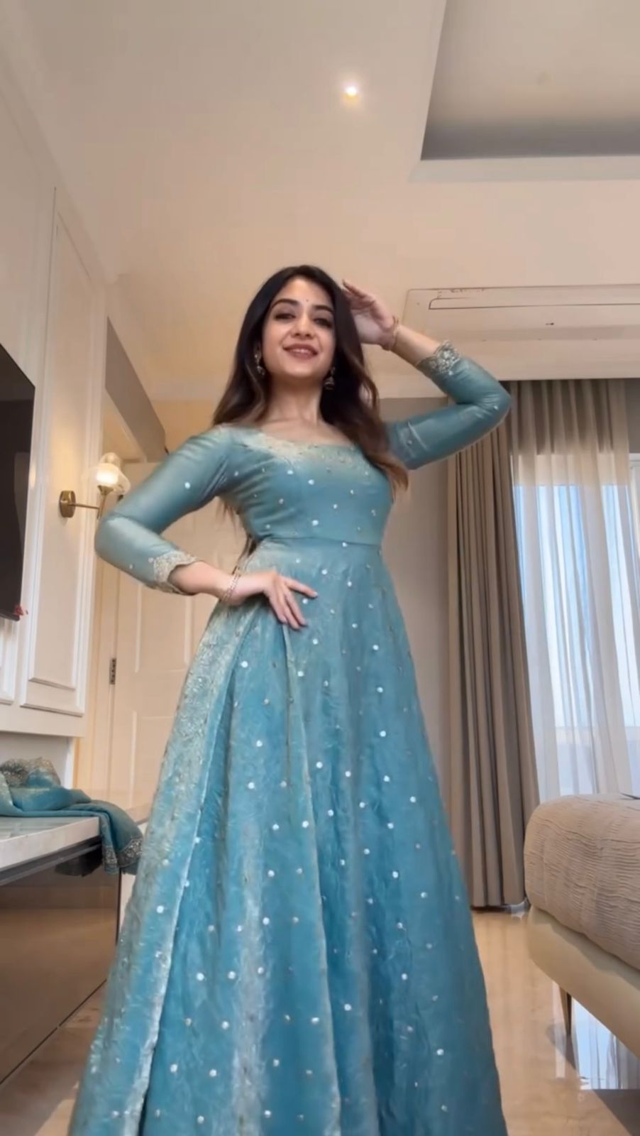 Anarkali Fendy Silk Suit with Plazo & Dupatta – Thread & Sequin Work, Festive & Party Wear