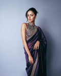 Elegant pleated pallu of Jimmy Chu saree with sequin highlights
