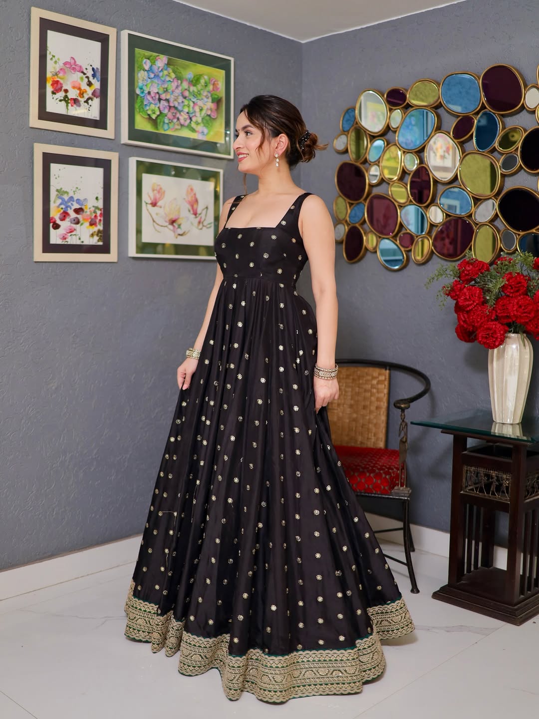 Ivory Aura Silk Anarkali Suit Set