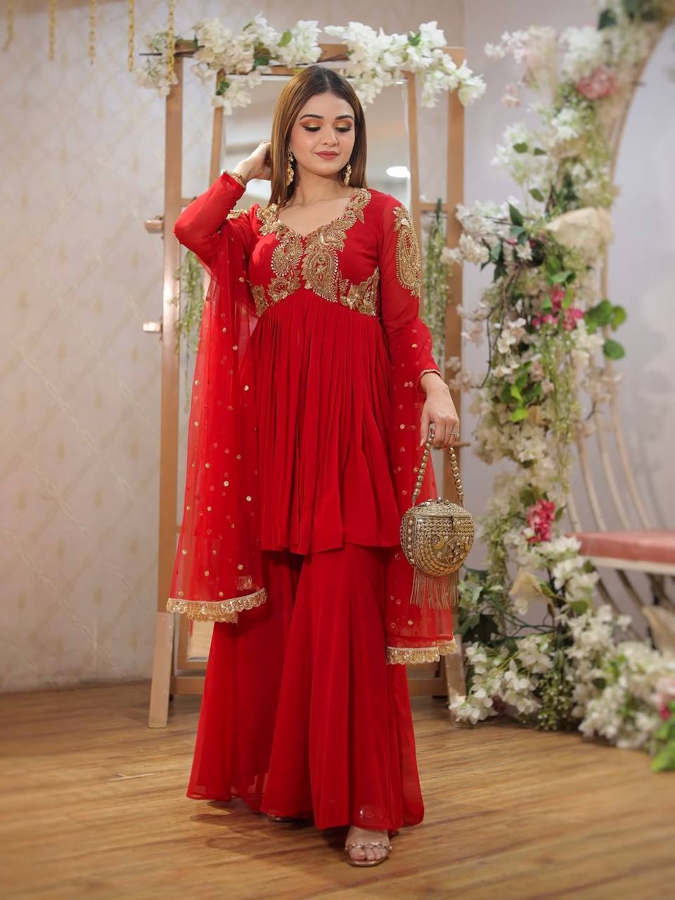 Celeste Radiance Sequin Palazzo Set